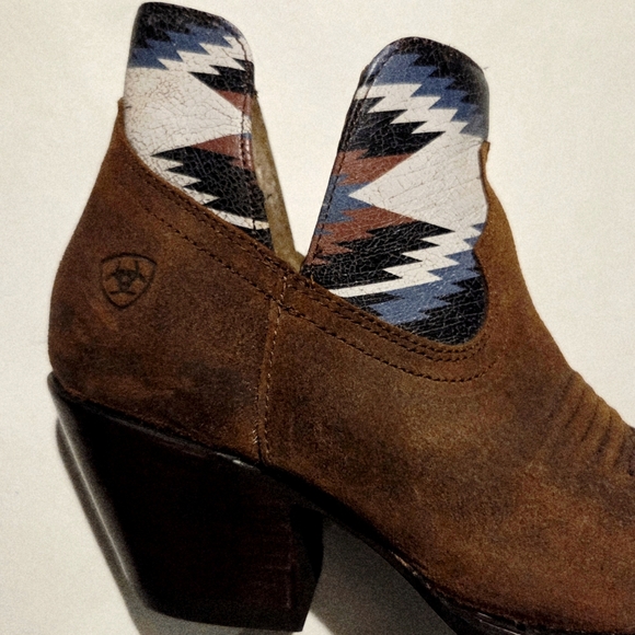 New $209 Ariat Chimayo Roughout Brown Suede Ankle Boots Aztec Hazel Dixon 7.5 - Picture 5 of 12